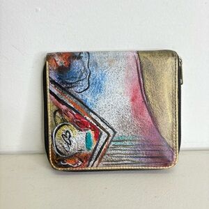 NEW Jane Yoo Vintage Hand Painted Leather Wallet